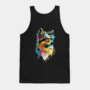 Colourful cool Pomeranian dog with sunglasses. Tank Top